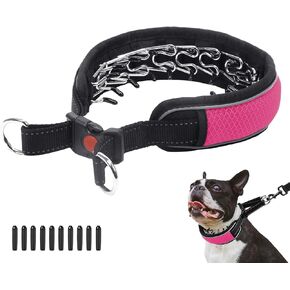 Martingale Collar for Dogs, Reflective No Pull Dog Collar for Large Medium Dogs, Adjustable Anti Pull Dog Collar for Training Walking, Heavy Duty Nylon Slip Collar with Buckle 2 Inch Wide S Hot Pink