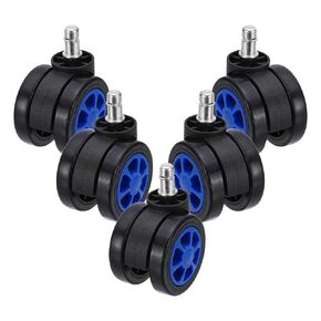 PATIKIL 3 Inch Office Chair Wheel Replacement, Desk Chair Wheels with 7/16" x 7/8" Quite Rolling Caster Wheels 154 Lbs Per Wheel for Wood Floors Carpet, Blue