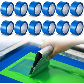 MotiMind 12 Rolls Screen Printing Blocking Tape, 2 x 36yds Graphic Production Blue Tape Solvent and Water Resistant for Screen Printing