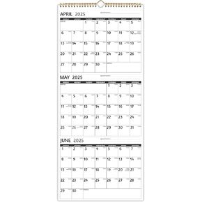 2025-2026 Wall Calendar - 3 Month Calendar 2025-2026 Vertical, Apr 2025 - Jul 2026, 3 Month Wall Calendar, 11 x 26 In Open, 2025 Calendar with Large Print, Holidays, Thick Paper, Priorities ＆ Notes