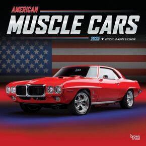American Muscle Cars OFFICIAL | 2025 12 x 24 Inch Monthly Square Wall Calendar | Foil Stamped Cover | Plastic-Free | BrownTrout | USA Motor Ford Chevrolet Chrysler Oldsmobile Pontiac