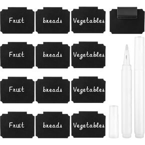 12Pcs Plastic Basket Bin Label Clip Set Removable Storage Bin Labels Basket Hanging Bin Label Holder with 2 Chalk Markers Reusable Bin Kitchen Clip for Closet Organization Box Pantry