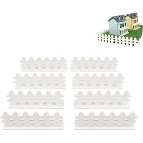Fairy Garden Fence 8PCS Miniature Wood Fences Village Landscape Accessories Wooden Decorative Picket Fence Building Model Street Landscaping Garden Scenery (White)