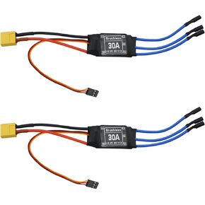 30A Electric Brushless Motor Controller, 2 Pcs ESC Speed Controller with XT60 and 3.5mm Bullet Plugs for RC Drone RC Airplane Helicopter