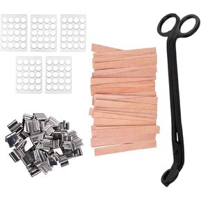 99pcs فتيل الخشب للشموع ، فتيل شمعة خشبية طبيعية مع فتيل الشمعة ، فتيل شمعة خشبية لا يدخن لشمعة DIY صنعت سميكة 5.1 × 0.51 بوصة in Kuwait
