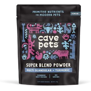 Super Blend Powder, Dog Probiotic for Digestive Health and Microbiome Support, Multi-Glandular & Turmeric, 30 Servings