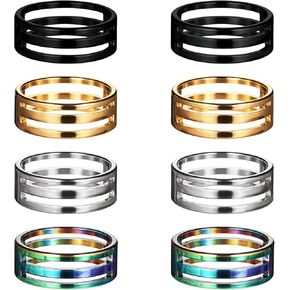 Jeffdad 8pcs Jump Ring Opener Finger Tool, Stainless Steel Jump Ring Opener Ring for Jewelry Making Jump Rings Split Opener Circle Jump Ring Tool for Craft Projects (Black, Silver, Gold, Colorful)