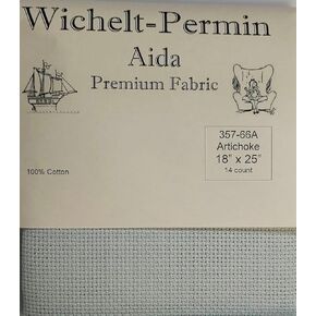 Wichelt Permin Premium AIDA Cross Stitch Fabric 14 Count Artichoke 18" x 25"……