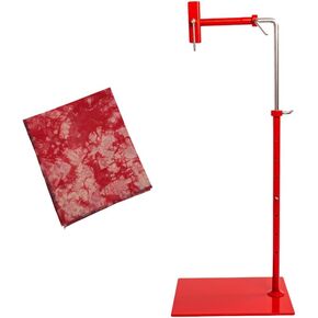 Needlework Stand Red Embroidery Bundle - Lowery Poppy Color Cross Stitch Floor Stand with Scarlett Red Hand Dyed Aida 20 Count Cross-Stitch Fabric by VolcanoStitching