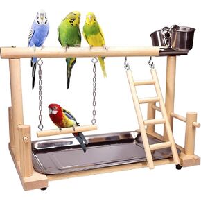 kathson Bird Playground,Parrot Play Stand,Parakeet Play Gym with Feeding Cups,Cockatiel Perchs Playstand with Exercise Toys for Budgie Conures Cockatoos Lovebirds