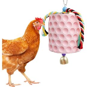 Chicken Coop Accessories, Chicken Beak Grinding Calcium Stone with Bell, Chicken Toys for Coop, Chicken Enrichment Toys, Chicken Coop Toys for Hens, Ducks, Geese, Turkeys, Poultry