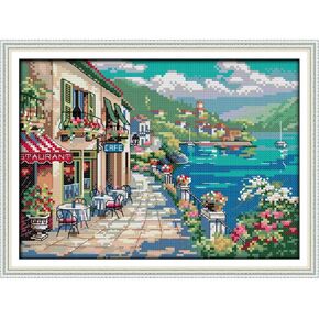 JOYSEWING Cat face Cross Stitch kit Stamped kit Kids cat Craft kit Easy Embroidery Starter Kits for Beginners DIY Wall Art Home Decor Animal Counted Pattern Canvas (Curious(11CT) 17.32 ×16.14 inch)