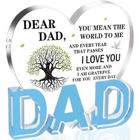 to Dear Dad Gifts, Birthday Gifts for Dad from Daughter Son, Dad Christmas Gifts, Ideal Thanksgiving Christmas Birthday Presents for Dad, New Dad, Stepdad, Father Heart Plaque Gifts 3.9 x 3.3 inch
