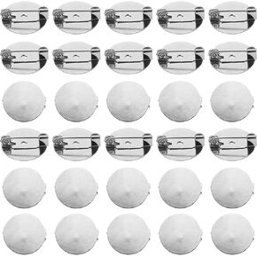 uxcell 50 Pcs Silver Brooch Blank Round Trays with Pin Metal Brooch Clasp Clip Pins Disc Base for Corsage ID Badges Name Cards Tags DIY Craft (16mm/0.6")