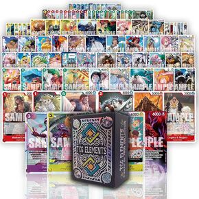 One Piece | 100+ Authentic Cards | 90x C/UC | 8X Foils | 2 SR/ALT | TCG Elements Deck Box Compatible with Cards