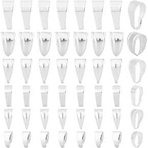 PH PandaHall 60pcs 6 Sizes Pendant Clasps, 925 Sterling Silver Plated Plated Pinch Clip Bail Clasp Chain Connectors for Necklaces Dangle Beads Pendants Jewelry DIY Crafts