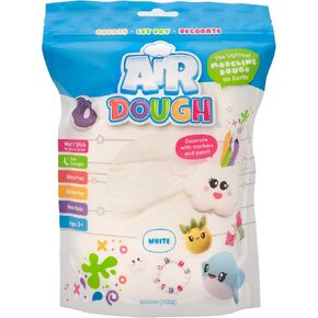 Air Dough - White, Air Dry, Ultra Light, Non-Toxic Modeling Clay in a Resealable Bag Including Tutorial Videos (Educational, Create & Decorate DIY, Kids Gifts, Arts & Crafts for Boys & Girls)