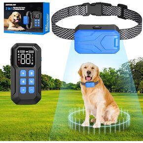 CPPSLEE Wireless Dog Fence System, Electric Dog Fence, Wireless Fence for Dogs, Electric Fence for Dogs, Wireless Dog Fence with Training Collar Adjustable Fence Range to 1000ft