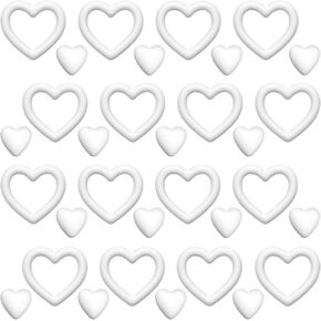 Amylove 32 Pieces Heart Shaped Foam White Foam Heart Wreath Forms for Crafts Projects, Wedding and Valentine's Decorations (7 Inch and 3.5 Inch)