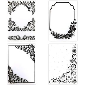 4Pcs Plastic Embossing Folders for Card Making,Flower Edge Patterns Embossing Folder Template Leaf Dandelion Embossing Folder Stencil for Paper Card Making Scrapbook Photo Album Craft Decoration