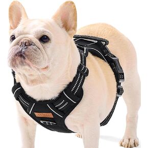 Dog Harness Medium Sized Dog, No Pull Pet Harness with Metal Front Clip Control, Adjustable Dog Vest for Easy Walking, Breathable Oxford Material, Reflective Strips, Black, M