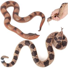 Fake Snake, 2 Pcs Rubber Snake Toys Realistic Keep Birds Away, Plastic Fake Rattlesnake Garden Pranks for Adults, Halloween Prop, April Fools'Day, Party Favors