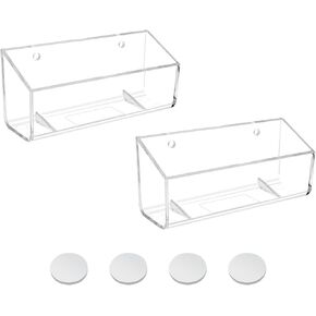 Acrylic Business Card Holder, 2 Pack Wall Mount Name Card Holder, Office Calling Cards Display Holder Stand, Visiting Cards Desktop Organizer for Wall Mount or Place on Desk, Fits 40-60 Business Cards