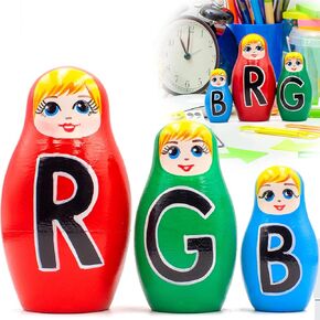AEVVV Creative Nesting Dolls Set of 3 pcs - RGB Matryoshka Doll for Photoshopers - Photographer Gifts - Creative Items - Creative Gifts for Photoshopers