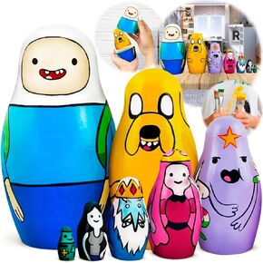AEVVV Adventure Time Heroes Figures - Wood Nesting Dolls Set 7 pcs - Wooden Russian Matryoshka 5.3"