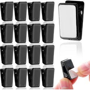 15 Pcs Self Adhesive Clips, Tapestry Wall Hanging Clips Wall Clips for Hanger Poster Clips Shower Curtain Clips Double-Sided Adhesive Spring Clips for Blanket Poster Clothing Wall Flag (Black)