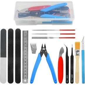 XINGYHENG 18Pcs Modeler Basic Tools Craft Set for Gundam Model Tools Kit with Plastic Box for Model Assemble Car Hobby Model Building Repairing and Fixing DIY Craft Kit