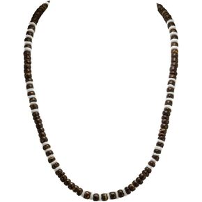 BlueRica Puka Shell, Black and Tiger Coconut Shell Beads Necklace (18")