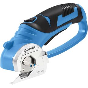4v Cordless Electric Scissors, Electric Box Cutter With LED Light and Safety Lock, Cardboard Cutter, Rotary Cutter for Cardboard Leather Carpet Plastic Yellow