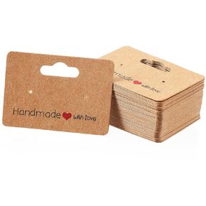 100 Pcs Earring Cards Display Holder 2"x1.4" Kraft Paper Cardboard with 2 Holes Jewelry Hanging Sheet for Ear Studs Selling Handmade Art DIY Crafts Retail Gift Women Girls