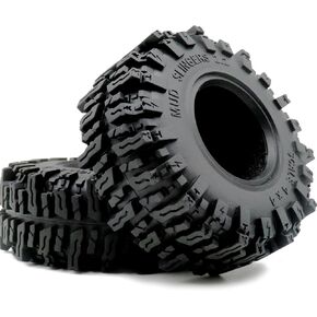 HOBBYSOUL 2pcs RC 2.2 Mud Slingers Tires Soft Sticky Crawler Tyres Tall 124mm / 4.88inch for 1/10 Axial SCX10 Wraith Yeti/Traxxas TRX4 AMG 6x6 / redcat Everest 10 Upgrades