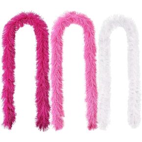 Artificial Fluffy Boas 3pcs 1.6yards Feather Boas Pink Hotpink White Feather Boas Set For Women Costume Wedding Costume Dress Tea Party Supplies Non-Shedding