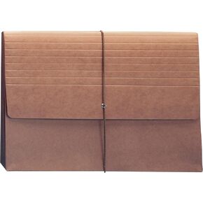 Smead Expanding File Wallet, Flap and Cord Closure, 5-1/4" Expansion, Extra Wide Letter Size, Redrope, 10 per Box (71186)