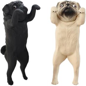 Ximimark 2pc PVC Realistic Miniature Pug Dog Hanging Decoration for Cup Edges - DIY Fairy Garden Accessories
