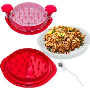 Large Manual Chicken & Meat Shredder – Twist Handles, Anti-Slip Rubber Base, Dual-Level Precision Blades, BPA-Free, Heat Resistant, Dishwasher Safe with Cleaning Brush