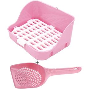 kathson Rabbit Litter Box Bunny Toilet Pet Potty Trainer Guinea Pig Litter Bedding Pan for Adult Rabbits,Chinchillas, Guinea Pigs, Ferrets (Pink)