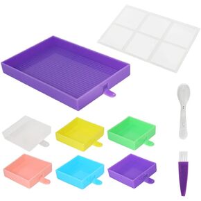 Diamond Sorting Trays with Lids Removable 6 Grid Bead Rhinestone Gem Diamond Sorting Trays Plate Diamond Sorting Accessories Tray Storage Containers Organizer for Diamond-Paint DIY Art Craft