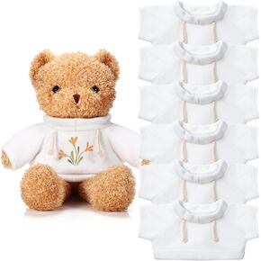 6 PCS Stuffed Bear Clothes Tee Shirt Sublimation Plush Bear Shirts Classic Stuffed Animal Bear T Shirts Bear Collar Tshirt Fit 14-18 Inches Stuffed Bear Dolls