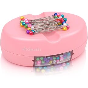 Arcimatto Magnetic Pin Holder, Strong Magnet Pincushion with Drawer, Pin Cushion with 100 Pcs Ball Head Straight Pins for Sewing, Needle Cushions Bobby Pin Holder Paper Clip Organizer for Quilting