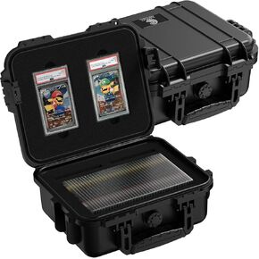PSA Protection Box – IP67 Waterproof, Shockproof & Airtight Storage for PSA, BGS, and Single Cards, Customizable Foam Inserts & Free Display Stands(Box Compatible with 120 Card Slabs)