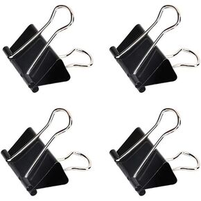 LALAFINA 50pcs 32mm Medium Binder Clips Paper Clamps Clips Medium Size Metal Binder Clips Black Clip Dovetail Tail Folder Clamps for Office, Home, School