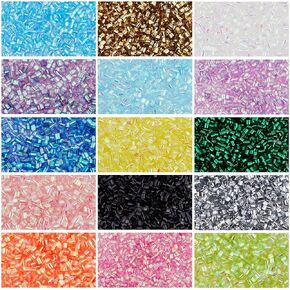 DICOSMETIC 15 Colors 180g Crispy Bingsu Beads for Slime About 19050Pcs Iridescent Soft Straw Tube Beads 3D Glitter Plastic Beads Assortment Crunchy Slime Microbeads Supplies