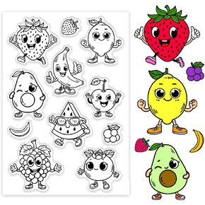 PH Pandahall Cartoon Suprots Clear Stamp ، Strawberry Peach Bannana Grape Silicone Stamp Lemmon Rapparent Rubber Rapber Making Steaper Making ، Journal ، Hift Tags ، Scrapbooking