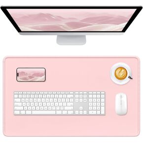 Hsurbtra Desk Pad, 23.6" x 13.8" Premium-Textured Desk Mat, Stitched Edge Anti-Slip Waterproof Rubber Mouse Pad, M Extended Computer Mat for Office Gaming Laptop Keyboard Pink