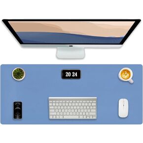 Desk Pad Protector Office Desk Mat, Dual-Sided Large Mouse Pad, Waterproof Desk Blotter Protector, Ideal for Large Mouse Pad and Small Desk Mats on Top of Desks (Blue, 23.6"x13.8")