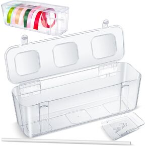 Saypacck Ribbon Holder Art Ribbon Dispenser Clear Ribbon Holder Organizer Plastic Ribbon Organizer Storage Transparent Ribbon Organizer Ribbon Roll Storage for Craft Room DIY Gift Wrapping Supplies in Kuwait